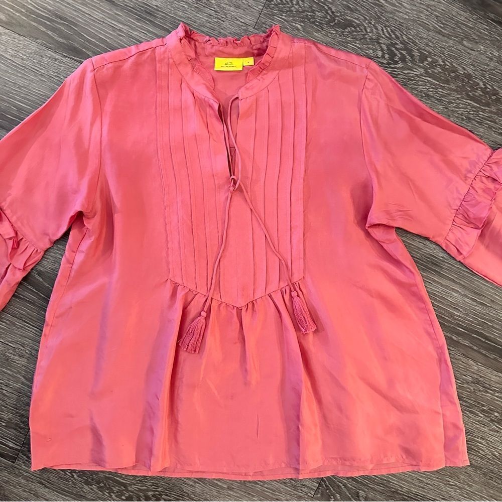 Roller Rabbit Ishorya Coral Silk Blouse - Picture 3 of 9